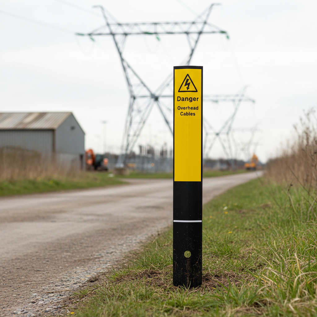 Premium Danger Overhead Cables Marker Post - High Durability, Reflective Area, and Compliance with Quality Standards