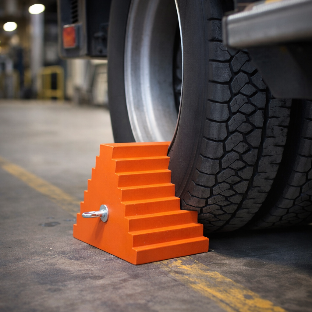 Wheel Chock – 19cm W x 16cm H x 21cm L – High Visibility Orange – Vehicle Safety