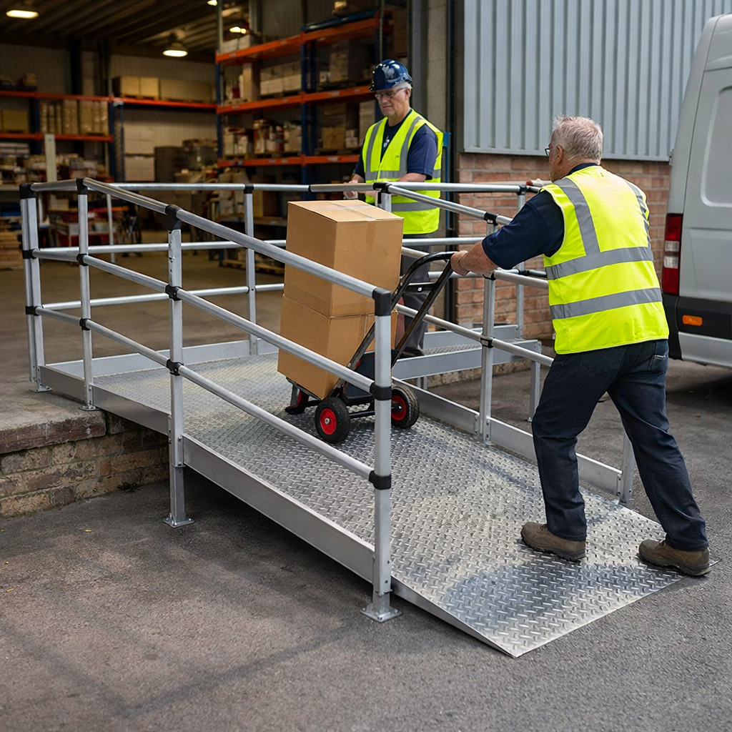 Modular Wheelchair Ramp Kit – 1500mm x 1900mm – Double Height Handrails – Mobility Access