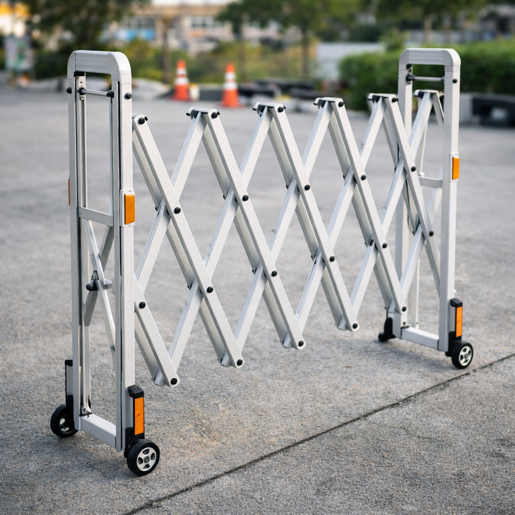 Retractable Safety Barrier – 2m – Aluminium with Reflectors – Indoor/Outdoor