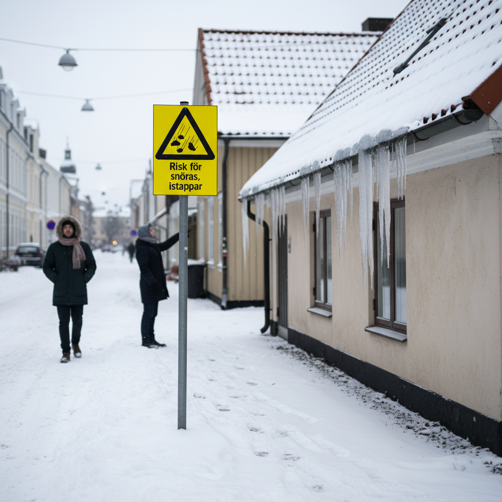 Premium Warning Sign for Snowfall Risk and Icicles - Multiple Materials and Sizes for Safety in Public and Industrial Environments