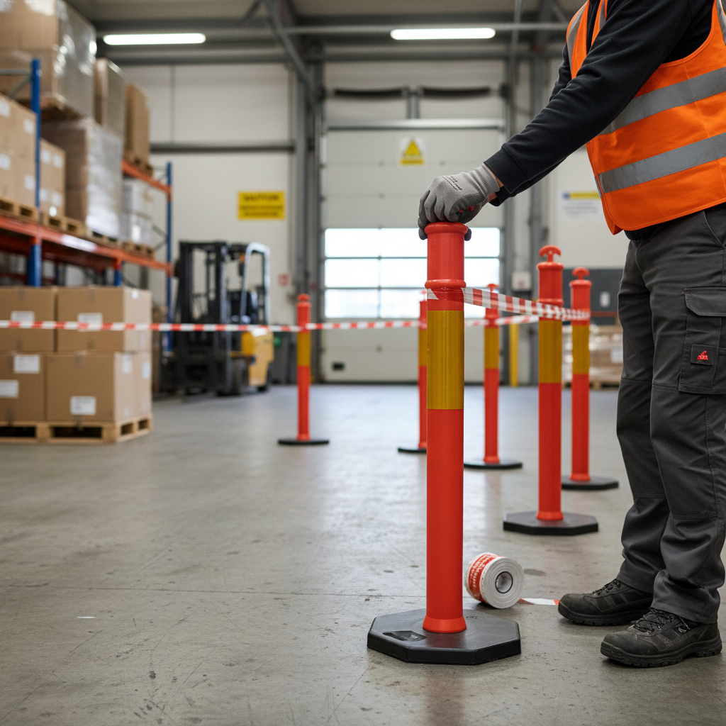 Premium T-Top Bollard Set with 500m Barrier Tape - Durable, Lightweight, and Highly Visible for Traffic Control