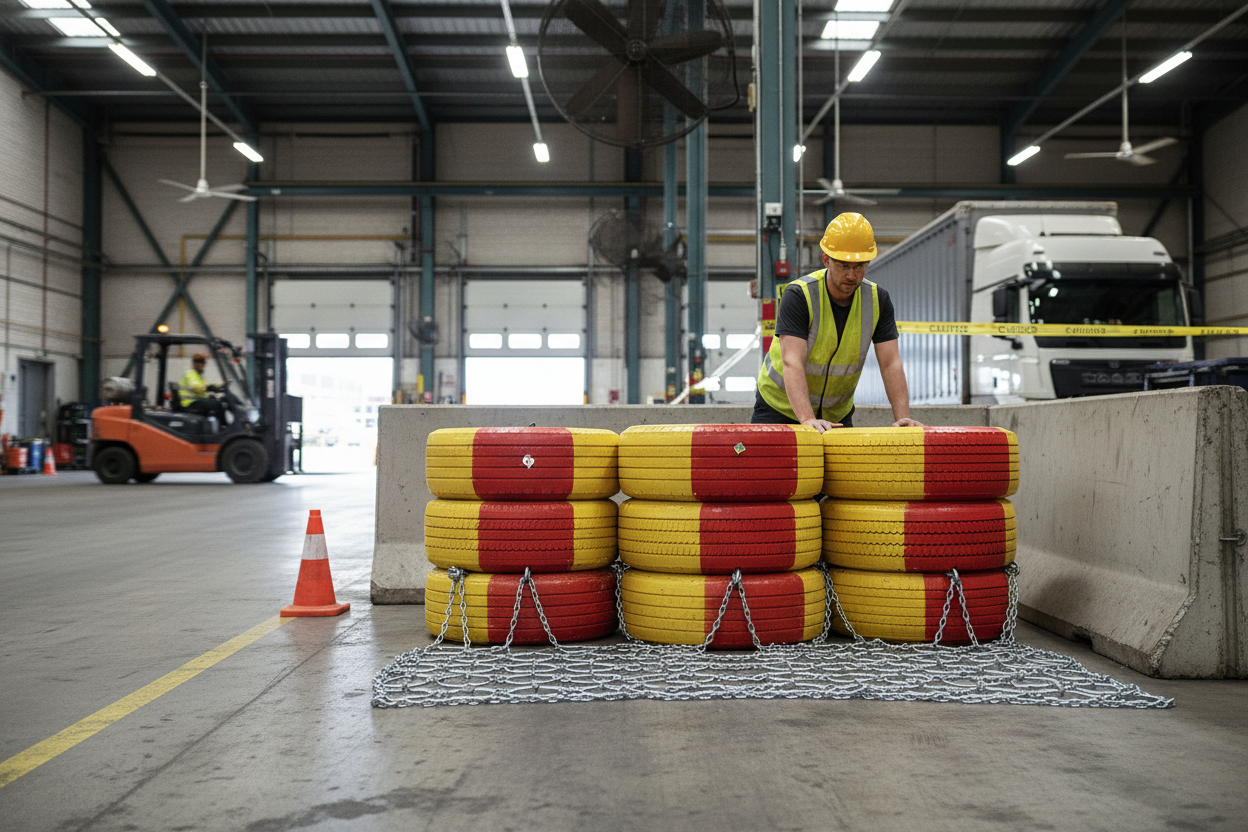 Premium Traffic Buffer 100km/h with Chain Mat - Approved for Safety with VVMB351 Crash Test Compliance
