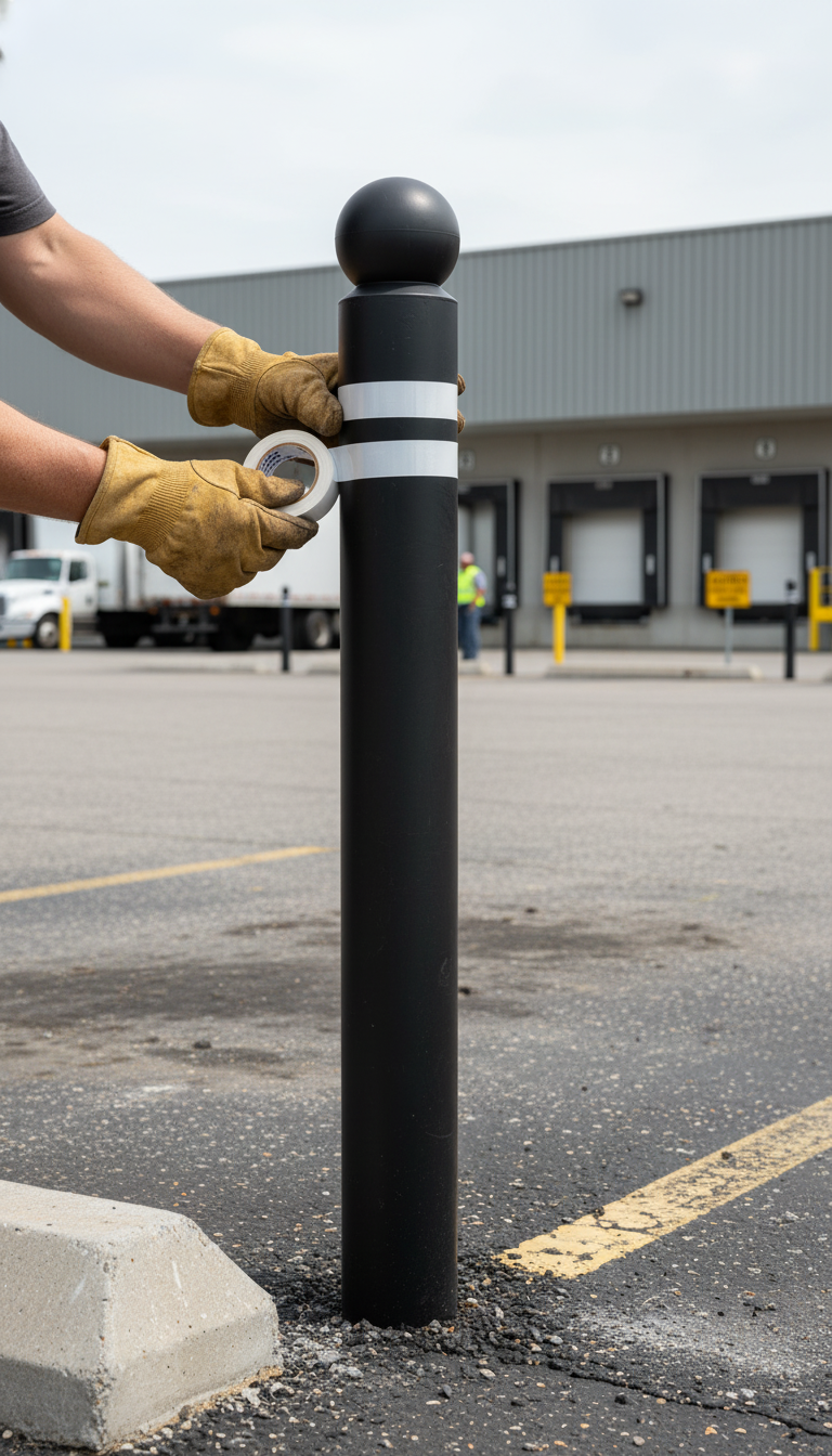 Premium Multi-Purpose City Bollard - Flexible Rubber Traffic Safety Pole with 3M Reflective Tape for Enhanced Visibility