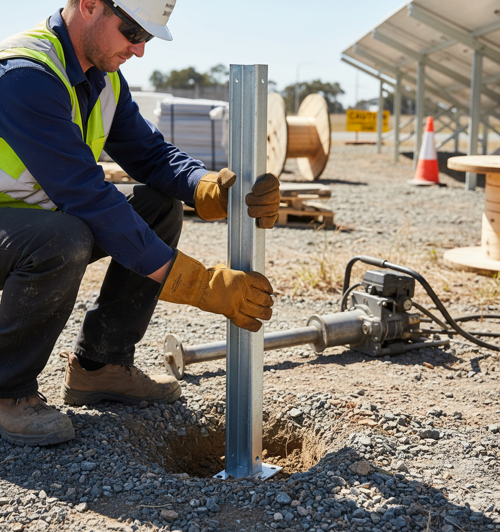 Professional Ground-Mounted Upright for Road Barriers - 1420mm Height with Robust Installation Design for Enhanced Durability