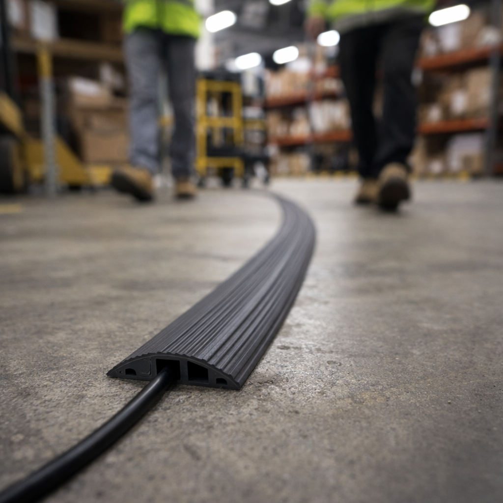 Floor Cable Protector – Black – 1-Channel 10mm x 10mm – Commercial