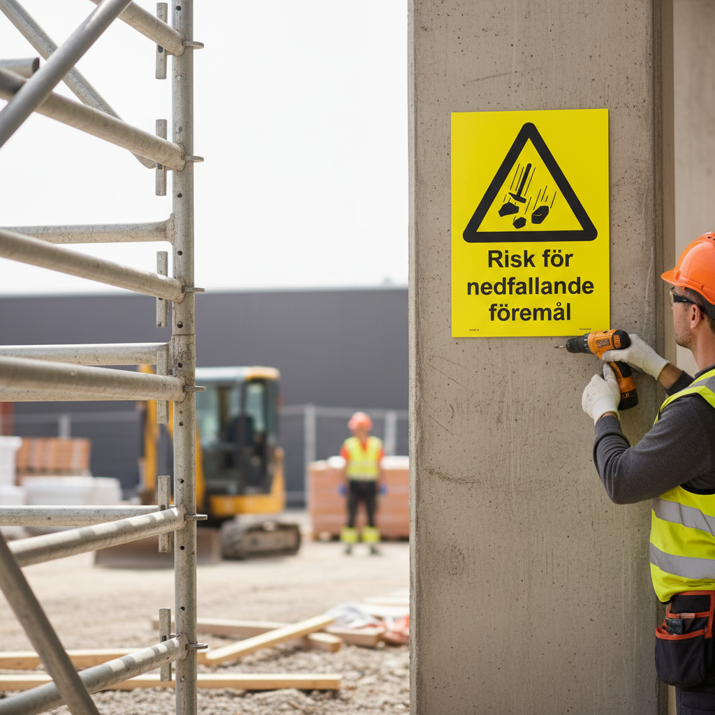 Premium Warning Sign for Falling Objects - Durable PVC, Aluminum, Self-Adhesive, and Magnetic Options Available