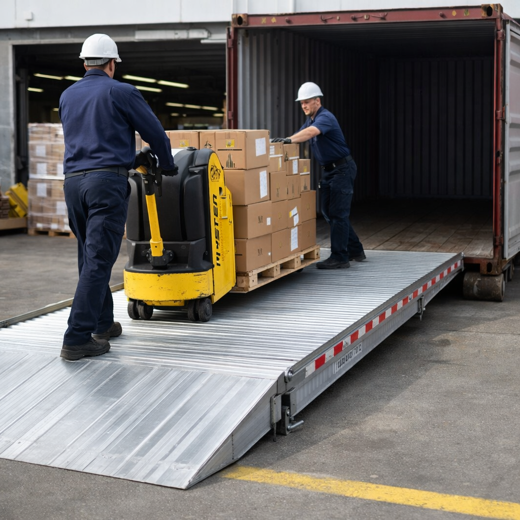 Aluminium Container Ramp – 2000mm Wide – 7500kg Capacity – Forklift Use