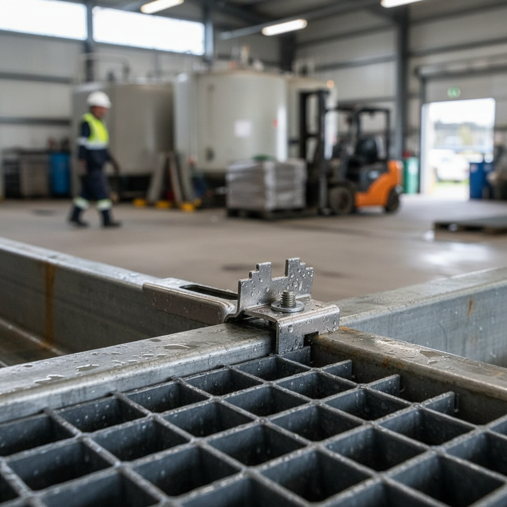 Premium Stainless Steel J Clamp for GRP Grating - Heavy Duty Fixing for Secure Installation - side view | Barriers Co