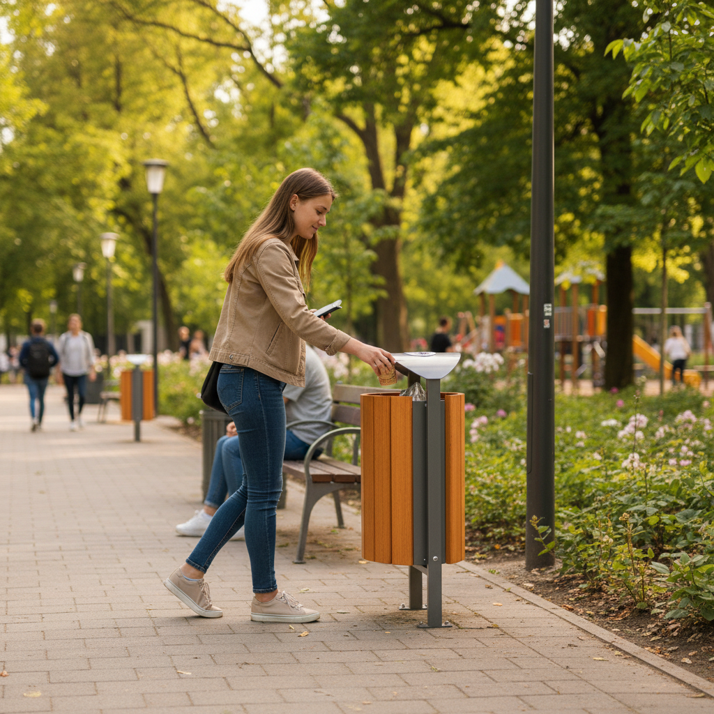 Premium 50L Litter Bin with Eco-Friendly Materials for Urban and Rural Environments - side view | Barriers Co