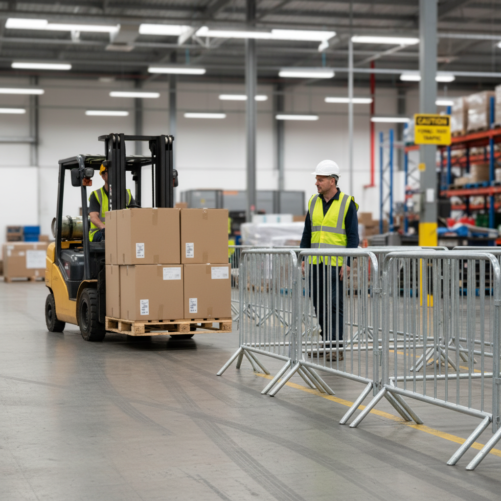 Heavy Duty 2.3m Loose Leg Barrier System with Galvanised Steel Construction for Crowd Control - side view | Barriers Co