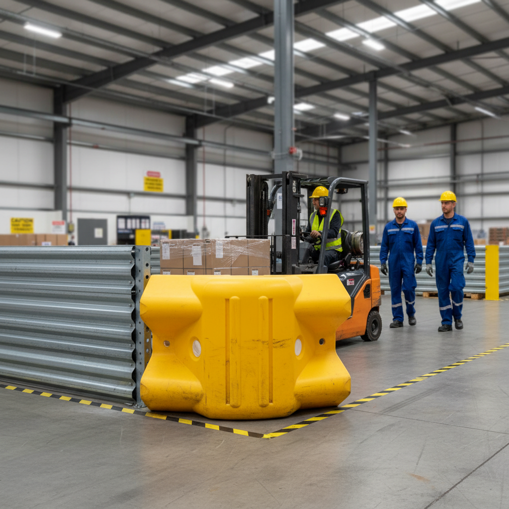 Premium Yellow Plastic 135° External Corner Section for Armco Barriers - Durable, Reflective,... - side view | Barriers Co
