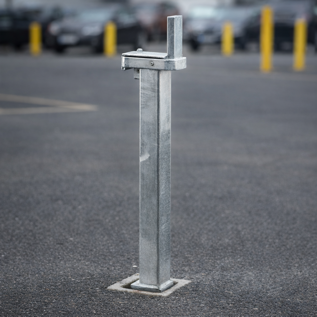 Retractable Telescopic Parking Bollard – White – Heavy Duty – Commercial Use