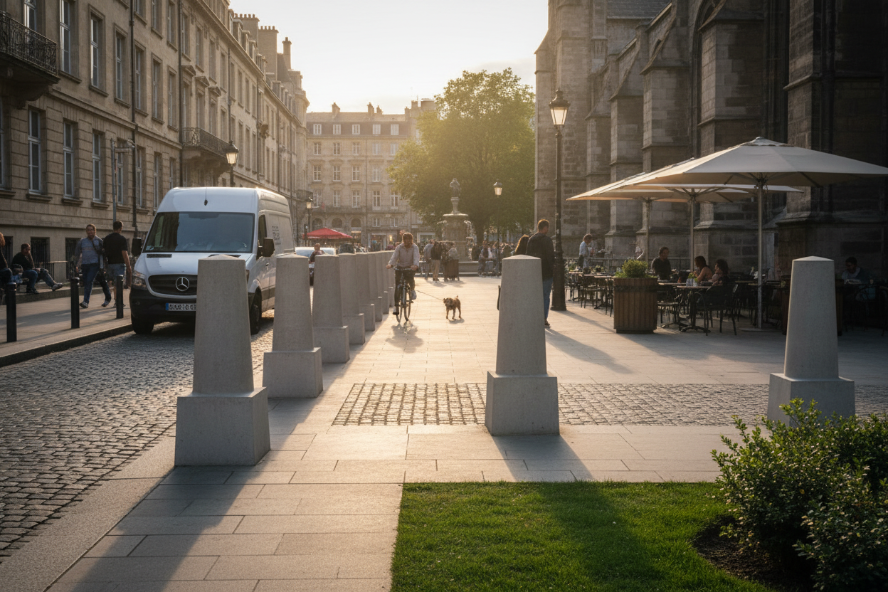 Premium Concrete Bollard for Enhanced Visibility and Safety with Impact Protection Features