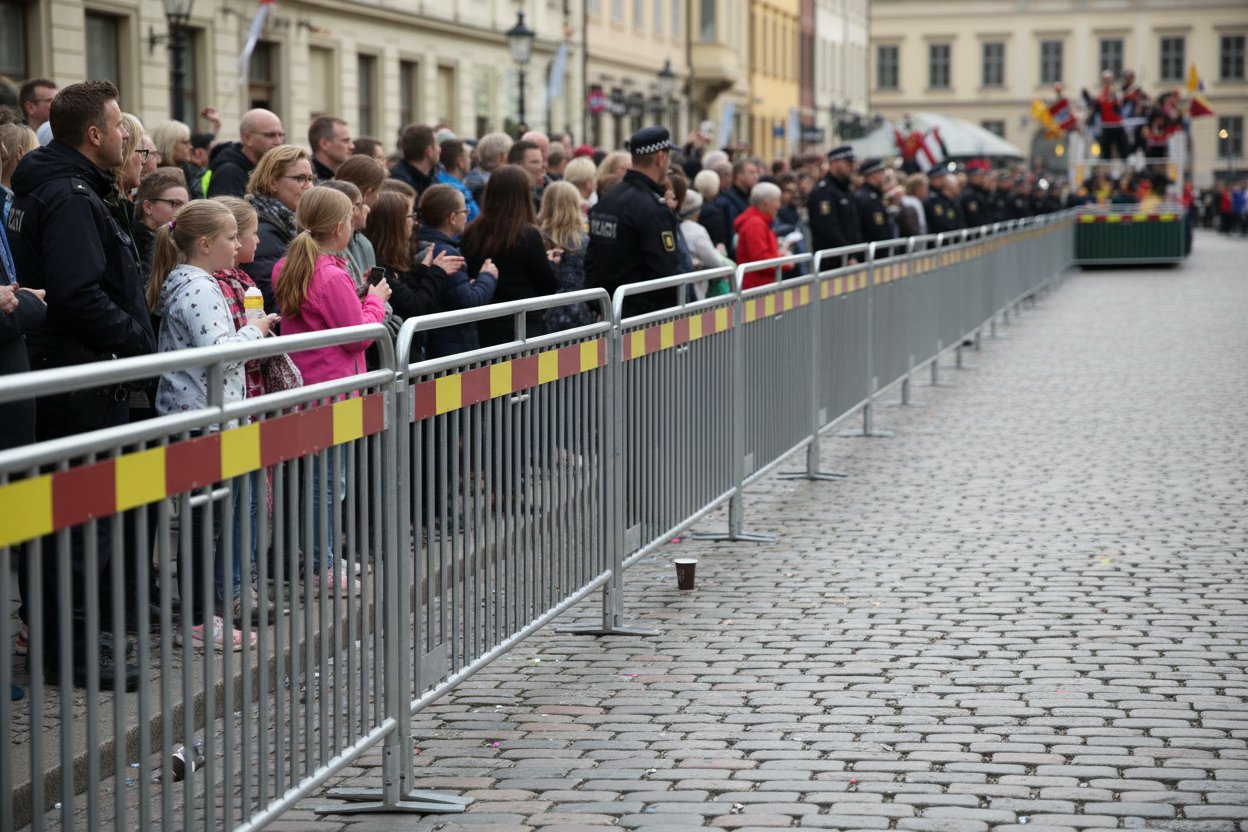 Premium Heavy Duty Crowd Control Barrier 1375mm Height with Reflective Panels for Enhanced Safety in Urban Environments