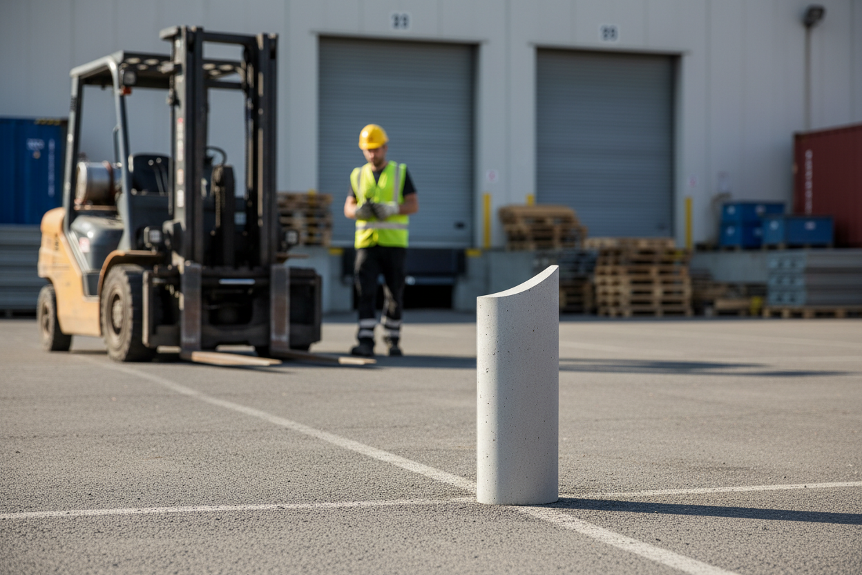 Premium Heavy Duty Elliptical Concrete Bollard with Angled Top for Security and Impact Protection