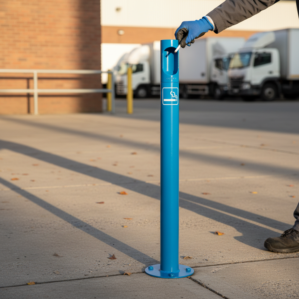 Premium Cigarette Ashtray Bollard for Outdoor Use - High Capacity and Easy Disposal | Barriers Co