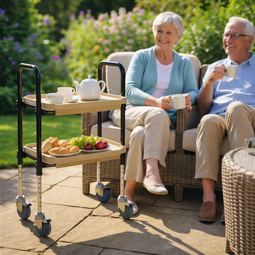 Height Adjustable Mobility Trolley – White – 180kg Capacity – Indoor Use