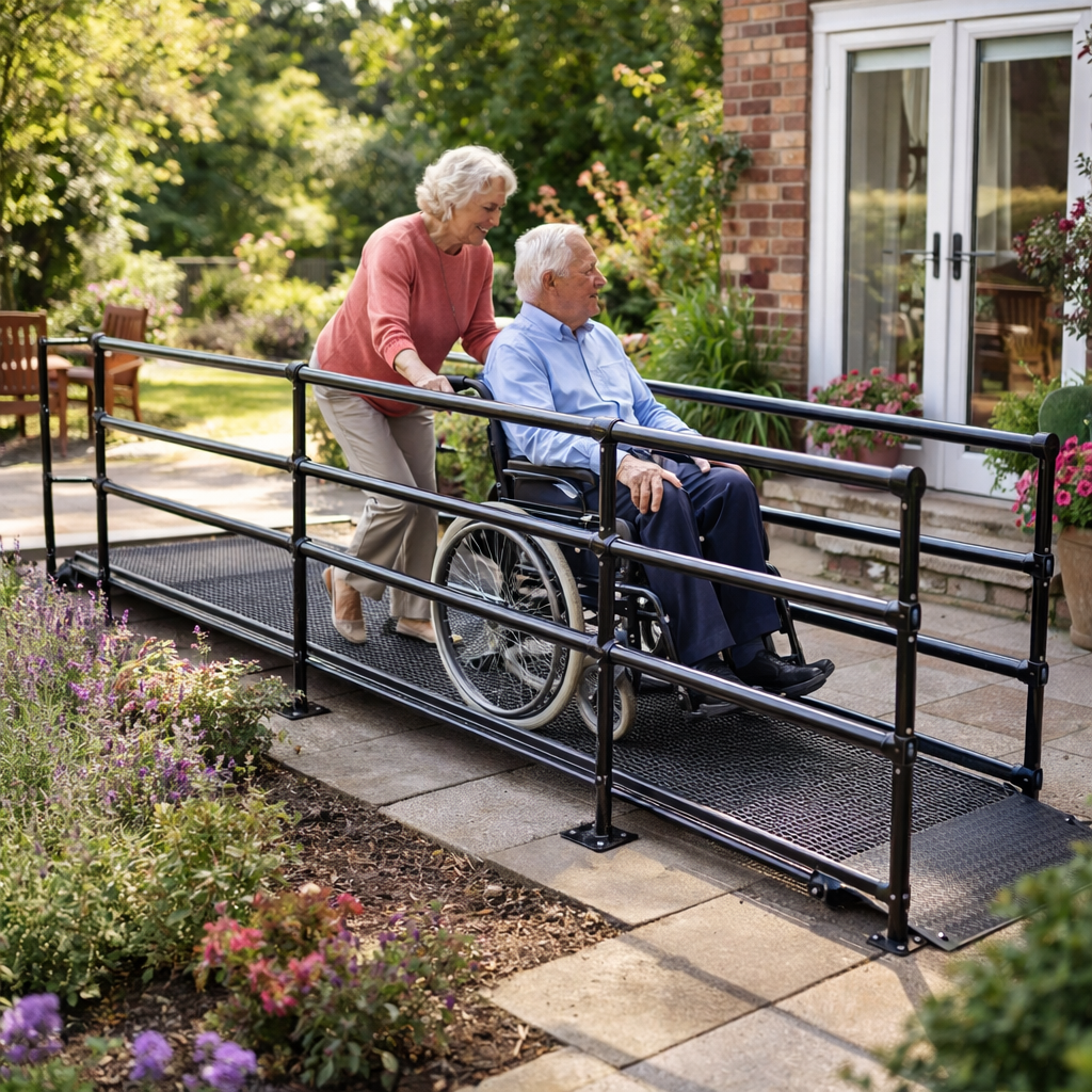 Modular Wheelchair Ramp Kit – 1080mm x 5500mm – Double Handrails – Accessibility