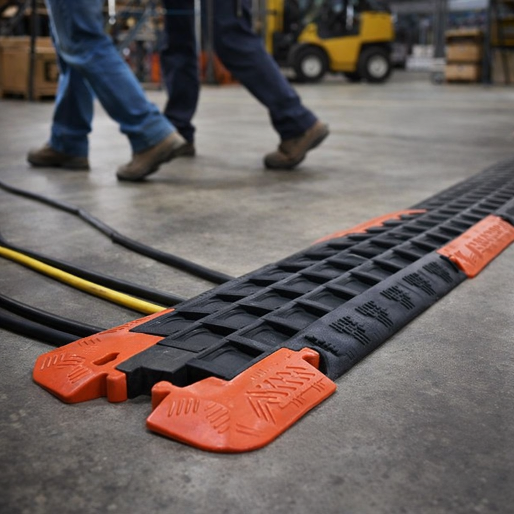 5 Channel Cable Protector End Caps – Orange – Polyurethane – Outdoor Use