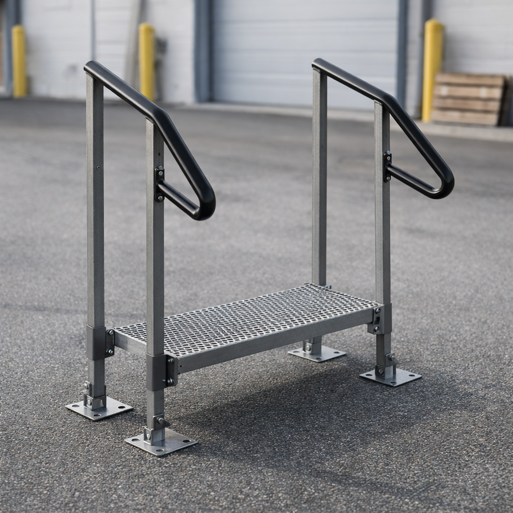 Adjustable Steel Step – 140mm-355mm – Galvanised – Handrails
