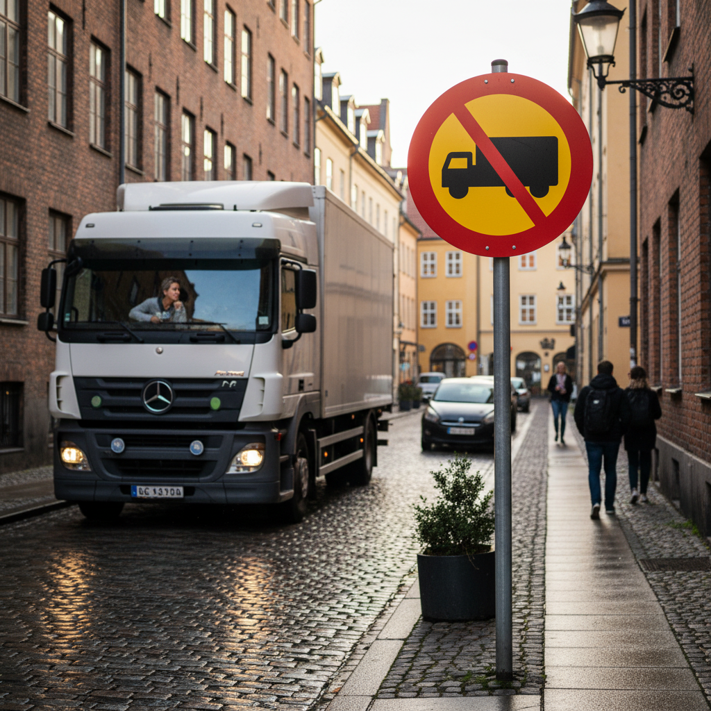Premium Prohibition Sign for Trucks, Ø 600 mm - Durable and Clear Visibility - High-Quality Professional Grade for Industrial and Commercial Applic...
