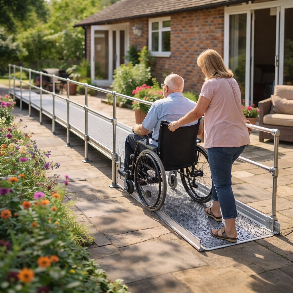 Modular Wheelchair Ramp Kit – 1080mm x 10,000mm – Steel, 200kg Capacity – Indoor/Outdoor Use