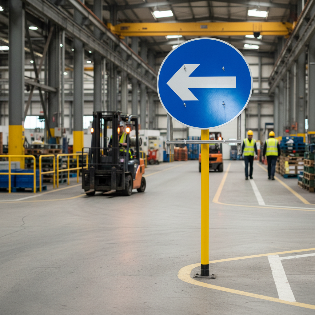 Professional Turn Left/Right Quick Fit Sign with RA1 Reflective Facing, 750mm Diameter for Road Safety