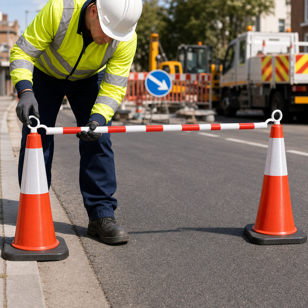 Economy Retractable Cone Barrier for Construction & Road Work (Pack of 25)