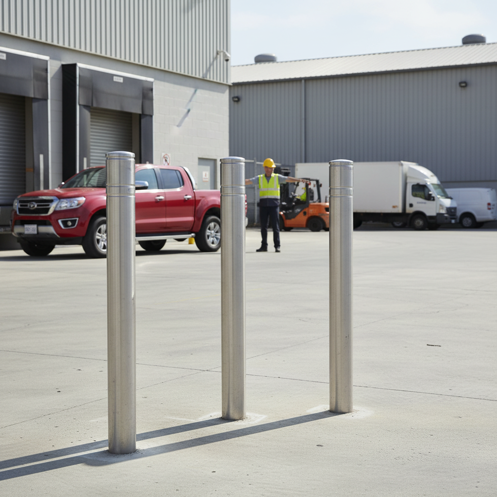 Premium Stainless Steel Bollard Ø 76 mm - Decorative Ring, Corrosion-Resistant Safety Barrier for Traffic Control