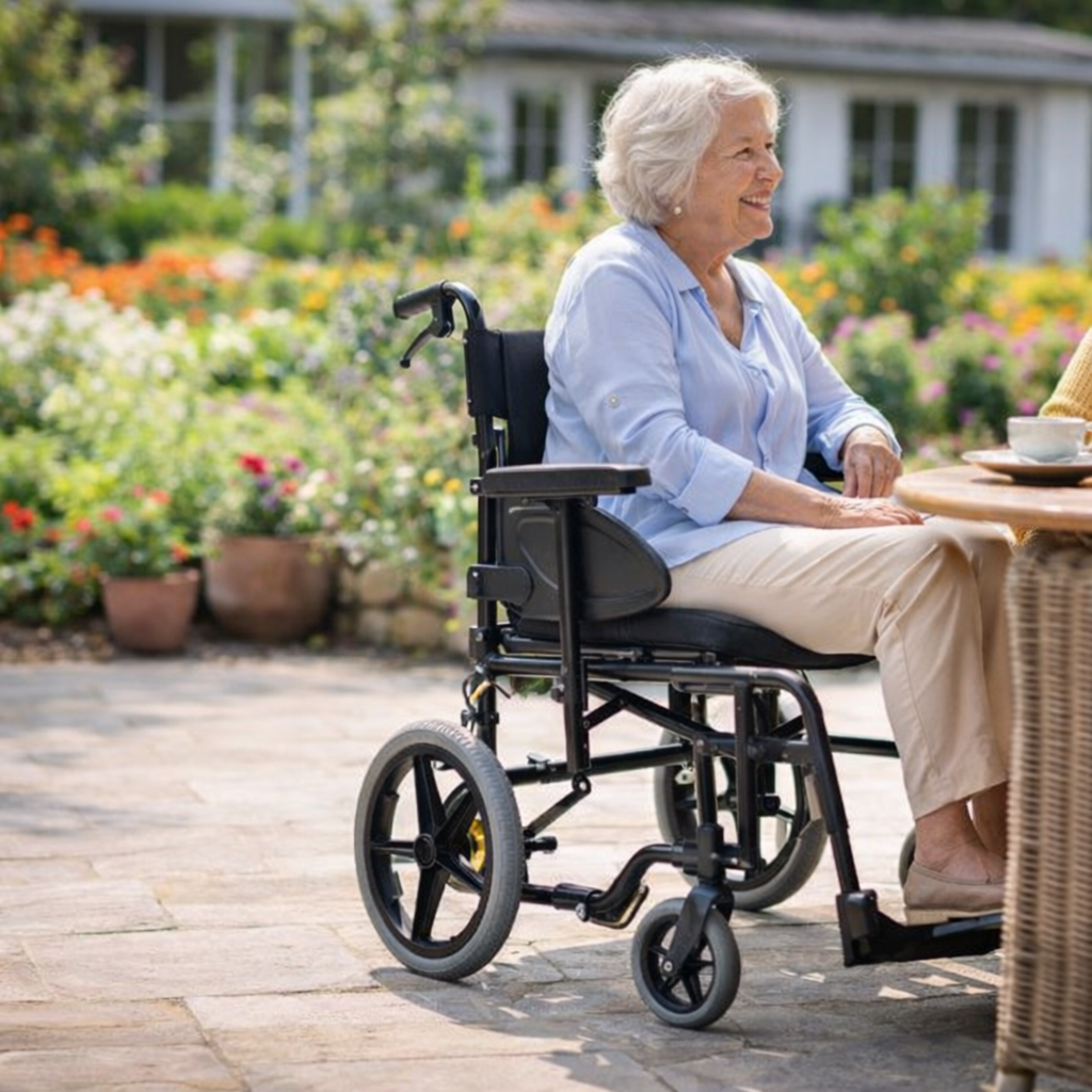 Transit Wheelchair – Black – Lightweight 16.2kg – Indoor & Outdoor Use