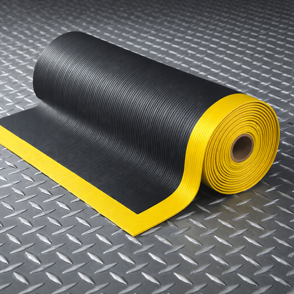 Anti Fatigue Mat – Black & Yellow – 9.4mm Thick – Light Duty