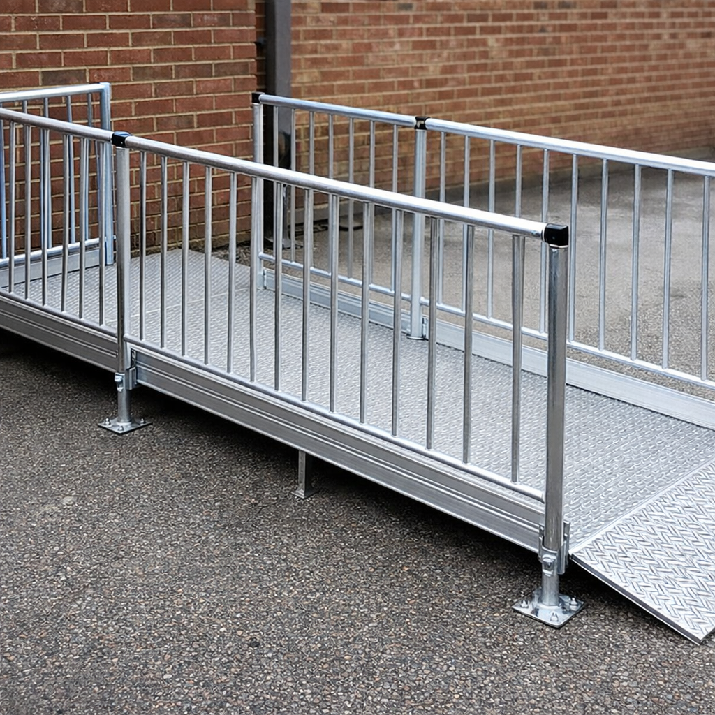 Modular Wheelchair Ramp Kit – 1080mm x 3000mm – Balustrade Handrails – Indoor/Outdoor Use