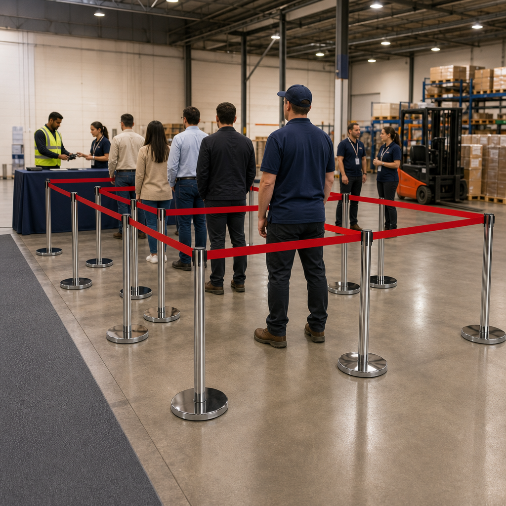 Belt Stanchion with Red Belt for Event Management (Pack of 8)