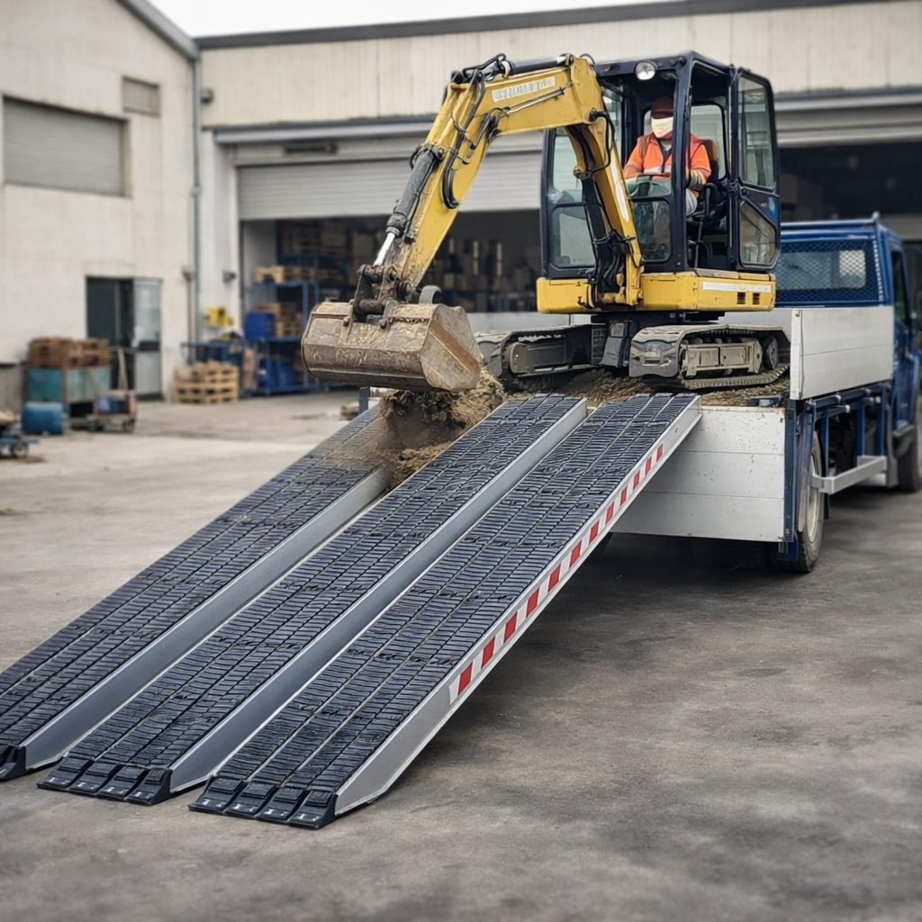 Steel Track Ramps – 4000mm x 480mm – Rubber Coating – Industrial