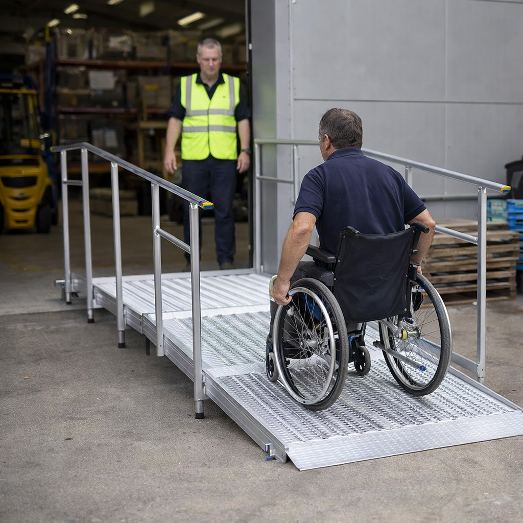 Aluminium Modular Ramp Kit – 1300mm x 1500mm – Handrails & Platform – Wheelchair Access