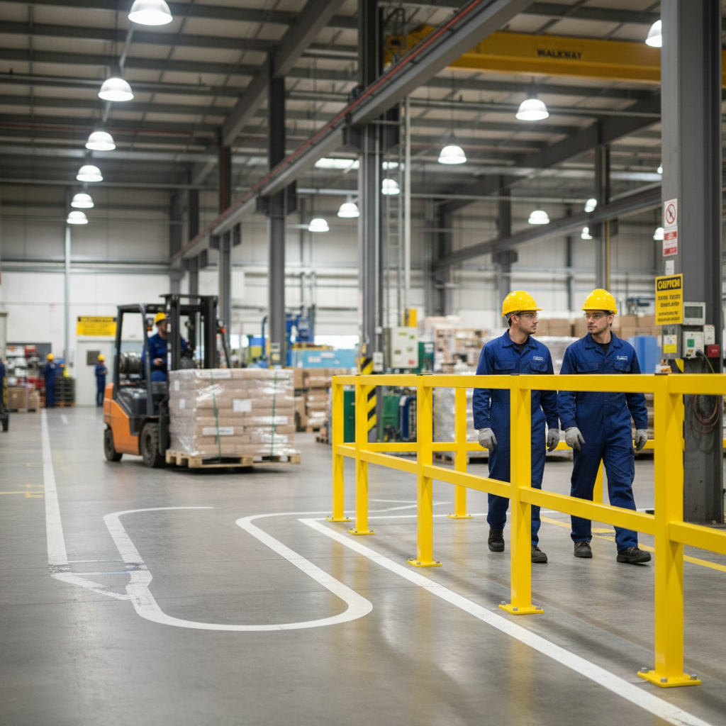 Premium Modular Medium-Duty Impact Protection Railing System for Forklift Traffic Safety and Pedestrian Separation