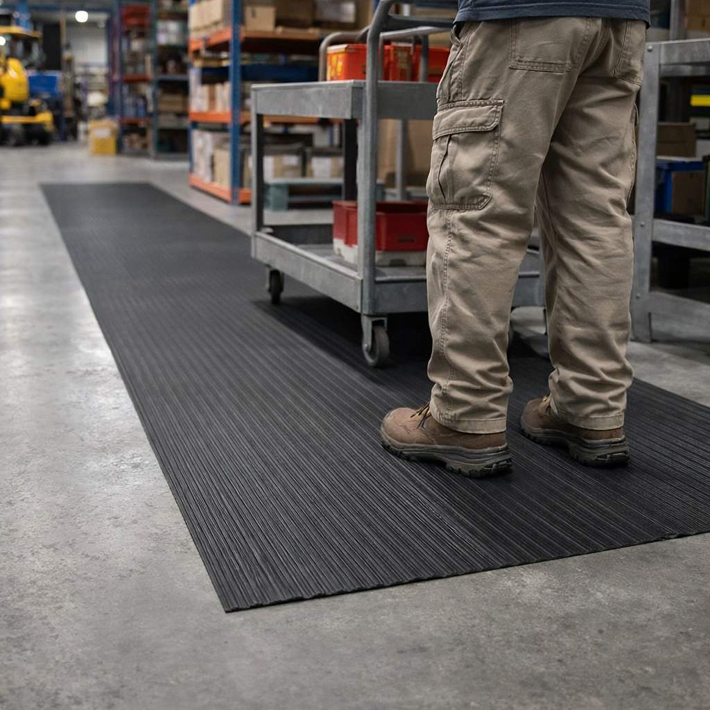 Anti-Fatigue Mat – Black – 9.4mm Thick – Ergonomic Comfort
