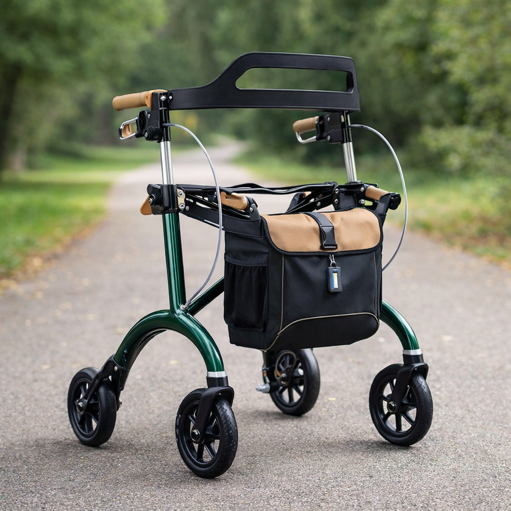 Carbon Bariatric Rollator – British Racing Green – 180kg Capacity – Mobility Aid