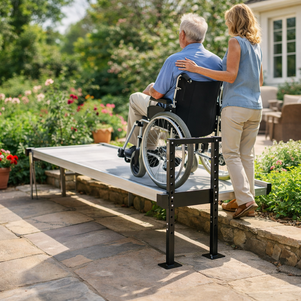 Wheelchair Ramp Joining Support – Adjustable – 350kg Capacity – Indoor/Outdoor Use