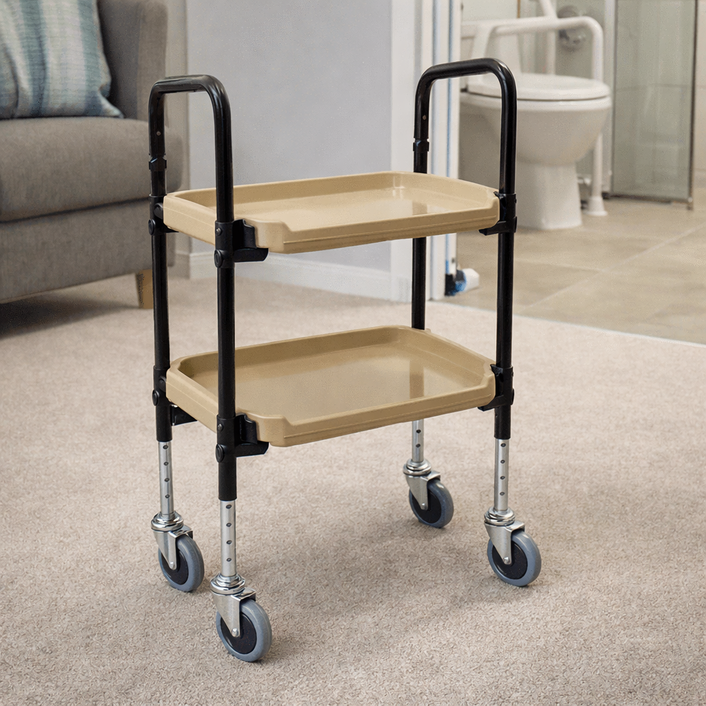 Height Adjustable Mobility Trolley – White – 180kg Capacity – Indoor Use