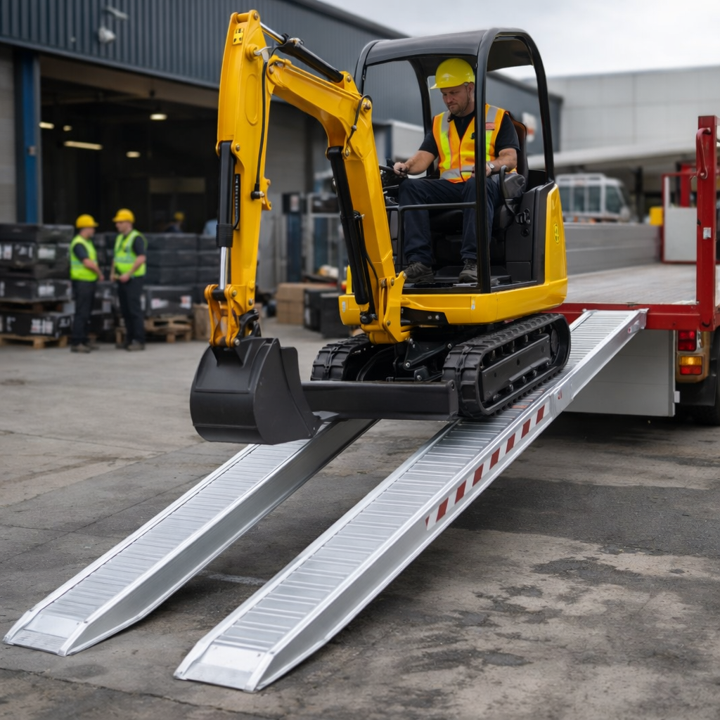 Aluminium Loading Ramps – 3500x360mm – 4580kg Capacity – Plant & Mini Digger