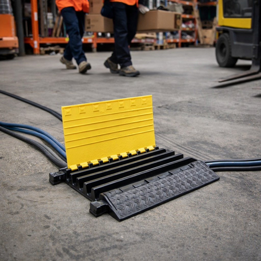 Heavy Duty Cable Protector – Black/Yellow – 5000kg Capacity – Indoor/Outdoor