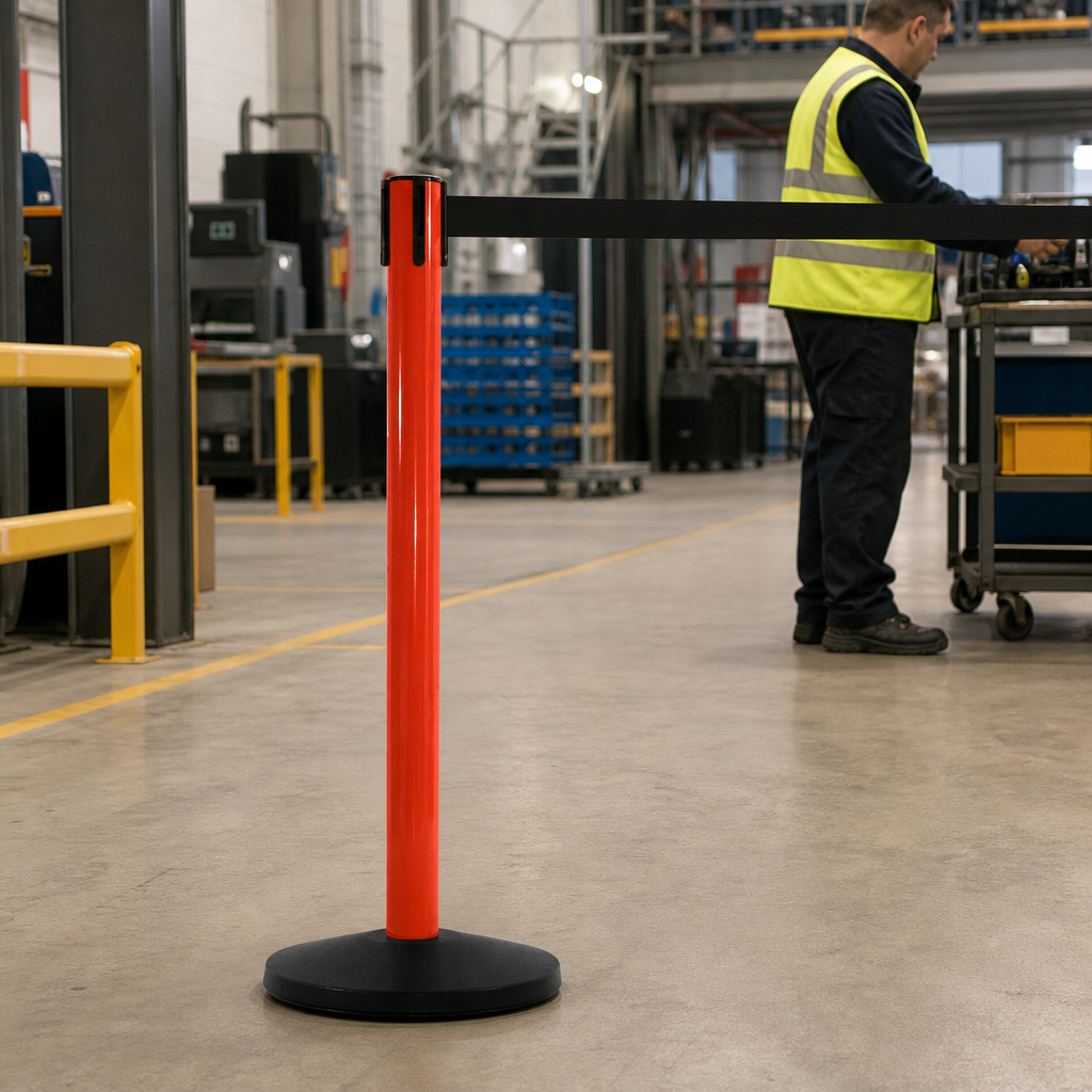 SafetyMaster 450 Belt Barrier System 3.4m x 50mm for Worksite Safety
