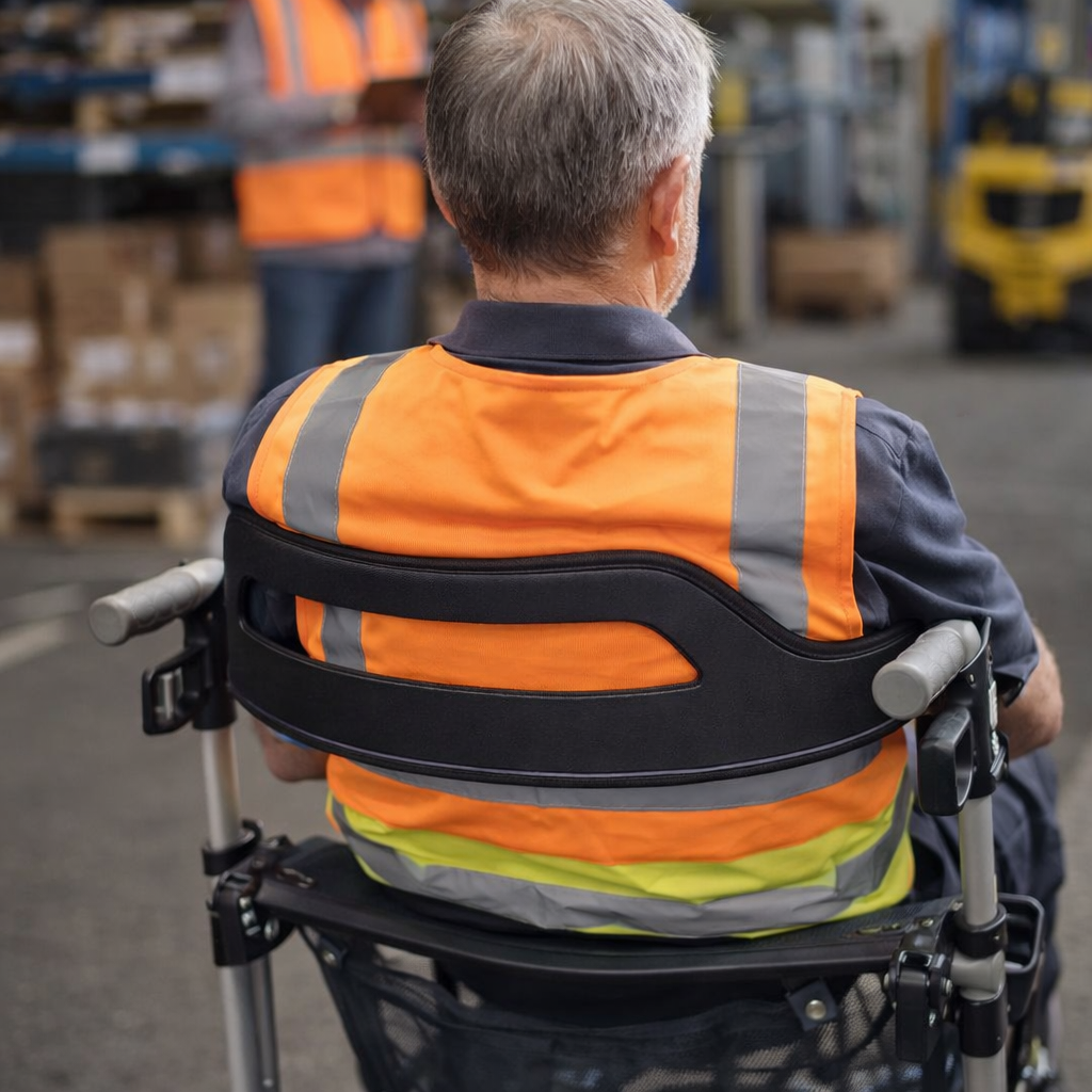 Rollator Backrest – White – Detachable & Reflective – Mobility Aid