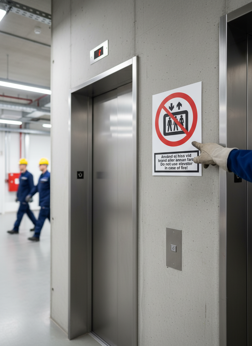 Premium Prohibition Sign for Elevator Use During Fire or Danger - Multiple Materials and Sizes Available