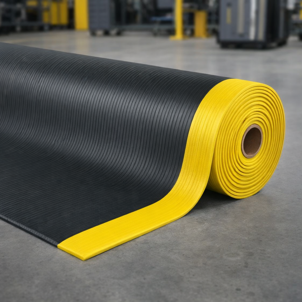 Industrial Anti-Fatigue Mat – Black & Yellow – Ergonomic Comfort – Workplace Safety