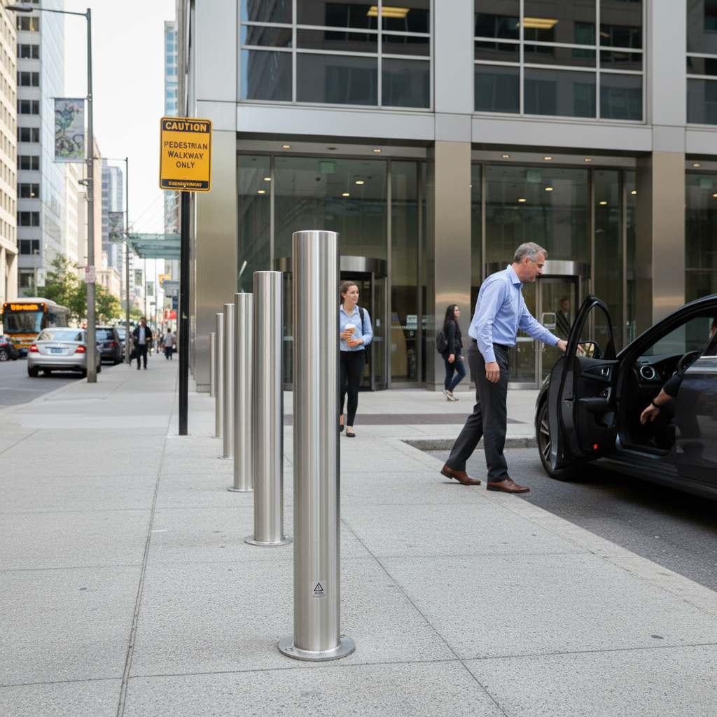 Premium Fixed Stainless Steel Bollard 1000mm - Durable, Elegant Design for Vehicle Control