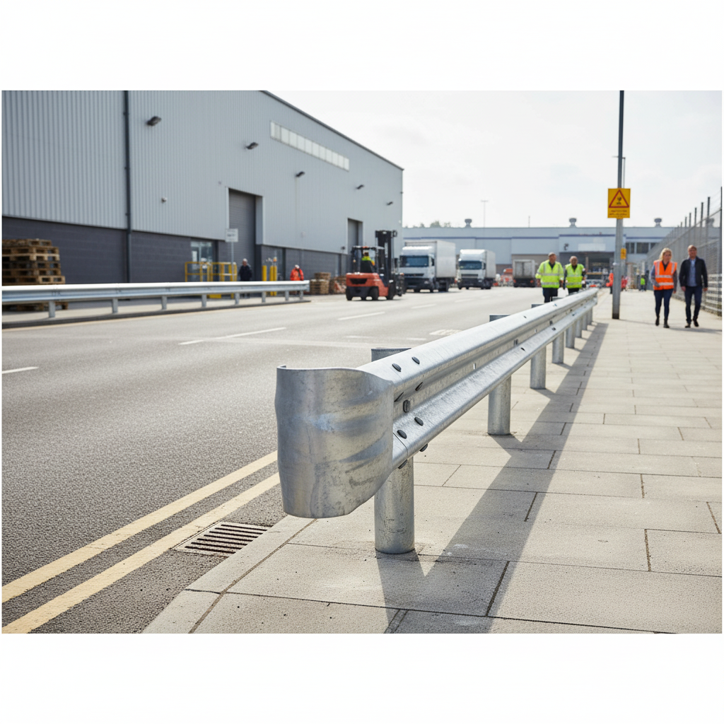 Professional Pedestrian Friendly Scroll Armco Barrier End Cap - Galvanized Steel with Rounded... - side view | Barriers Co
