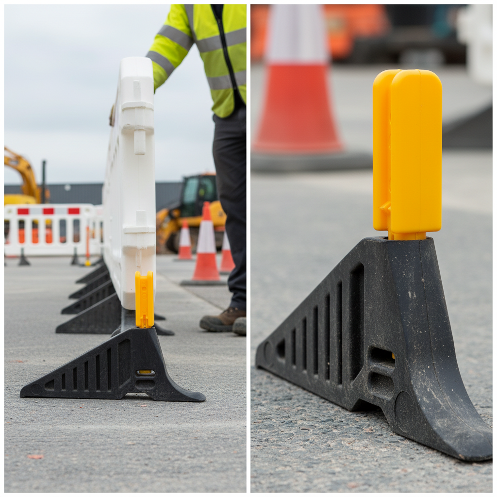 Premium Non-Trip Replacement Foot with Spigot for Gate and Boss Barriers, Recycled PVC Design | Barriers Co